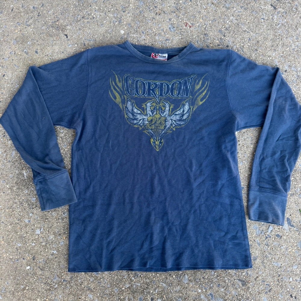 Chase Authentics Jeff Gordon 24 NASCAR‎ Long Sleeve Thermal Waffle Shirt Blue M